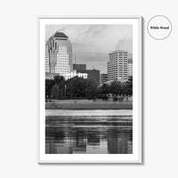 Shreveport Skyline Black and White Fine Art Photo Print, Red River Louisiana Poster