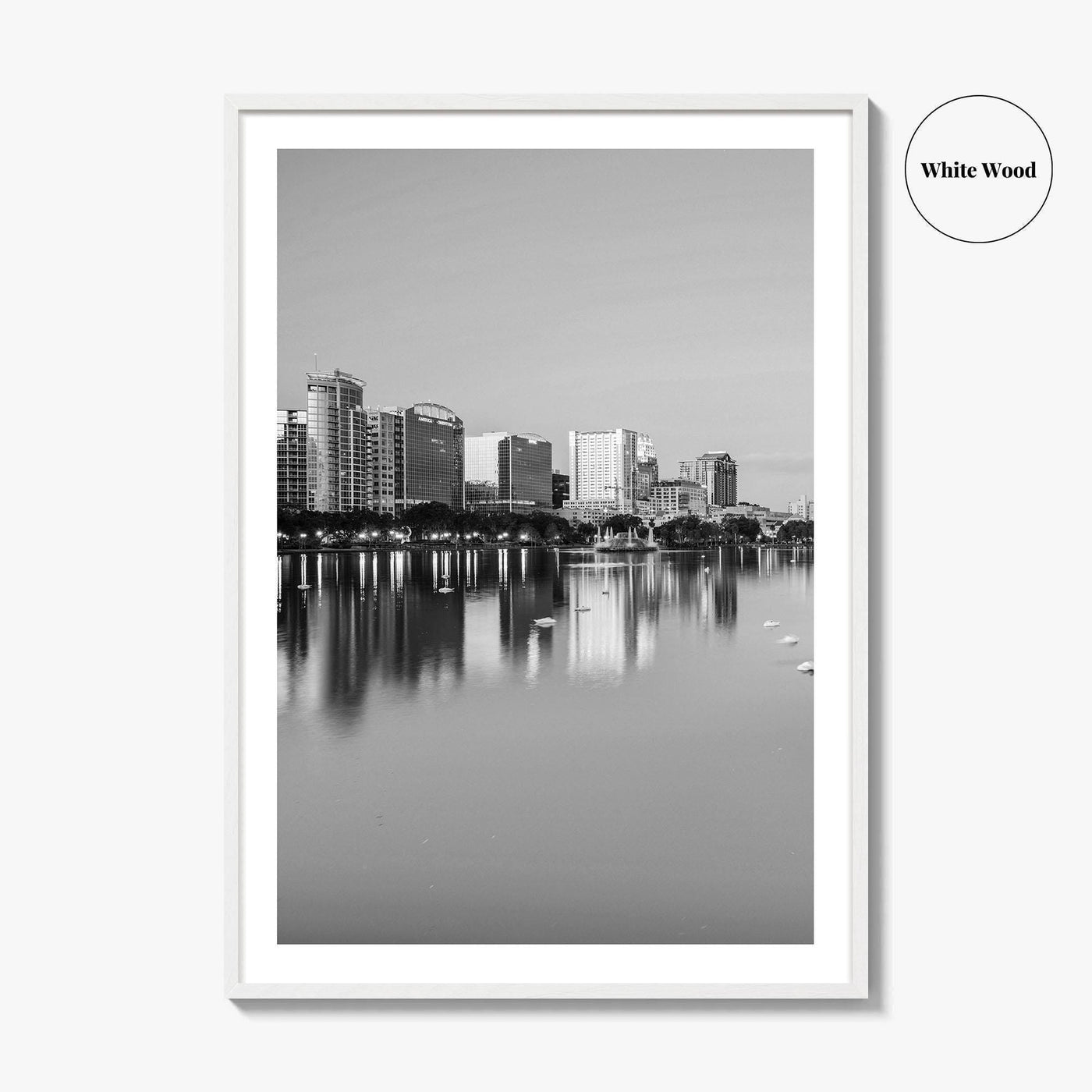Orlando Black and White Fine Art Photo Print, Lake Eola Park Florida Poster