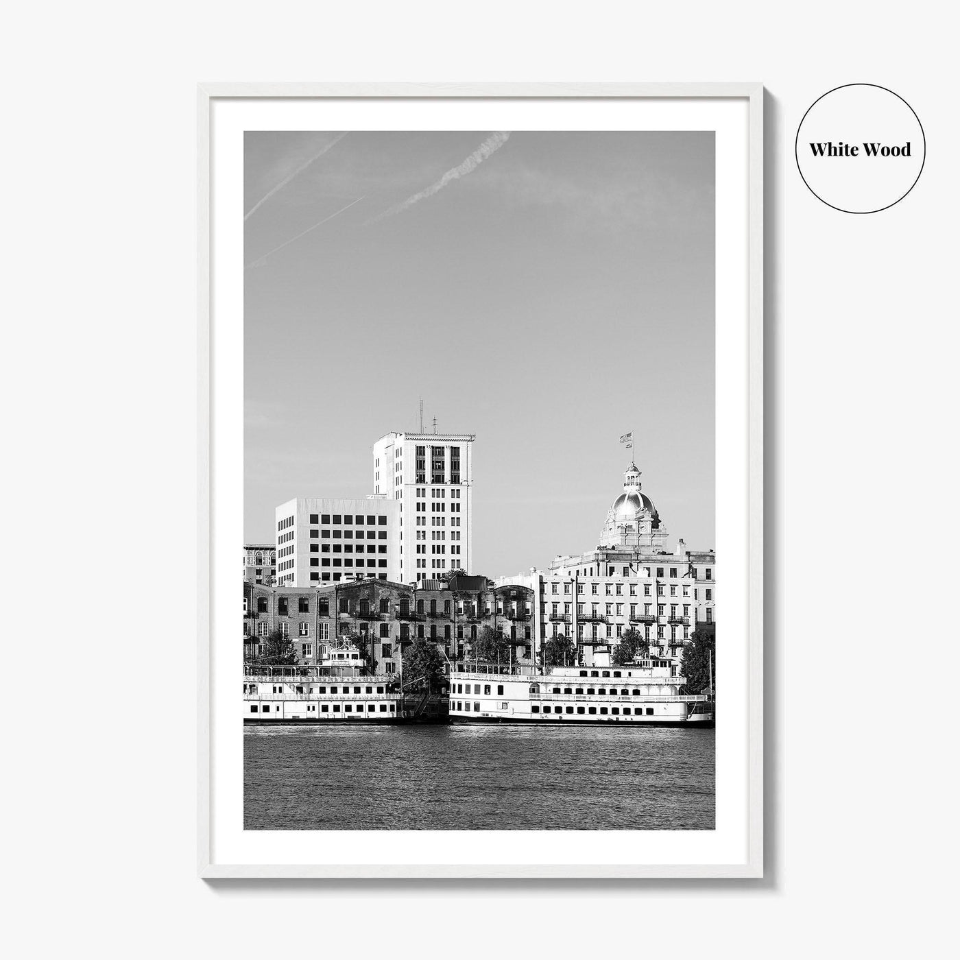 Savannah Skyline Black and White Fine Art Photo Print, Georgia USA, Wall Decor