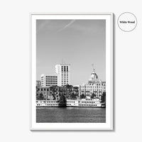 Savannah Skyline Black and White Fine Art Photo Print, Georgia USA, Wall Decor