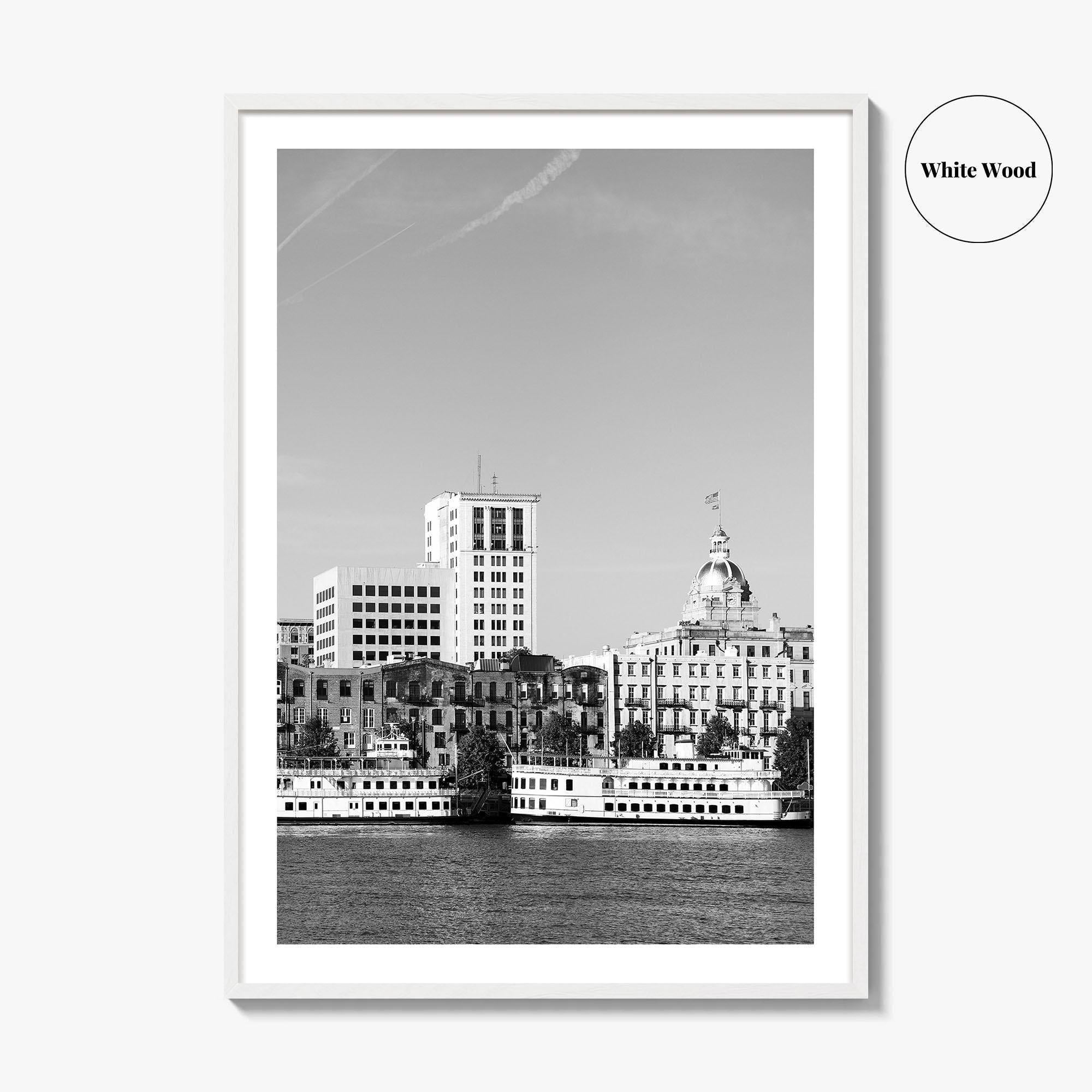 Savannah Skyline Black and White Fine Art Photo Print, Georgia USA, Wall Decor