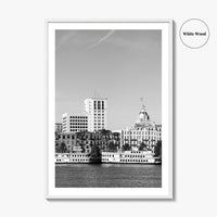 Savannah Skyline Black and White Fine Art Photo Print, Georgia USA, Wall Decor