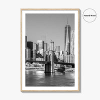 New York City Skyline Black and White Fine Art Photo Print, Brooklyn Bridge Poster