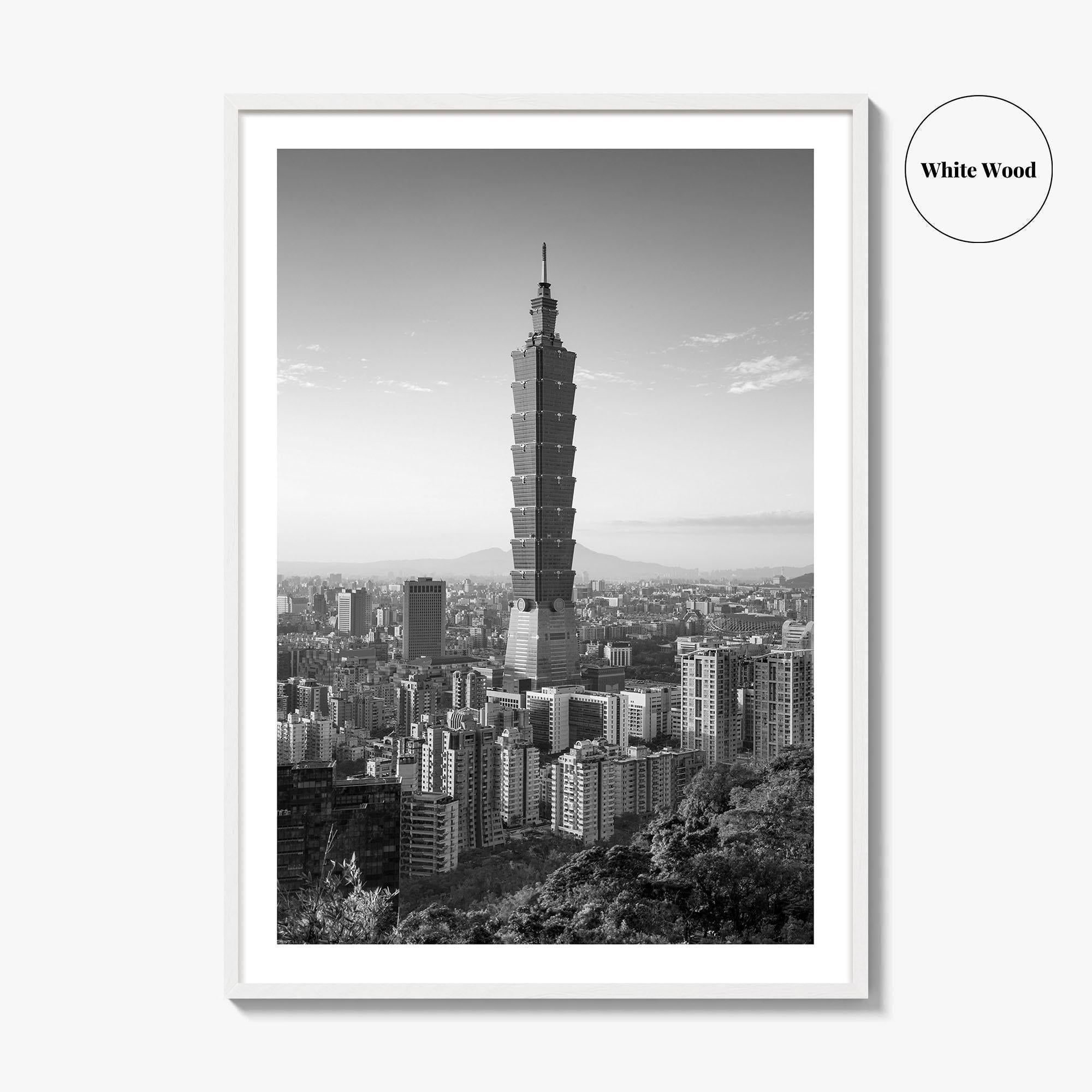 Taipei Skyline Black and White Fine Art Photo Print, Taiwan, City Poster