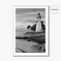 Marblehead Lighthouse Black and White Fine Art Photo Print, Lake Erie Ohio Poster