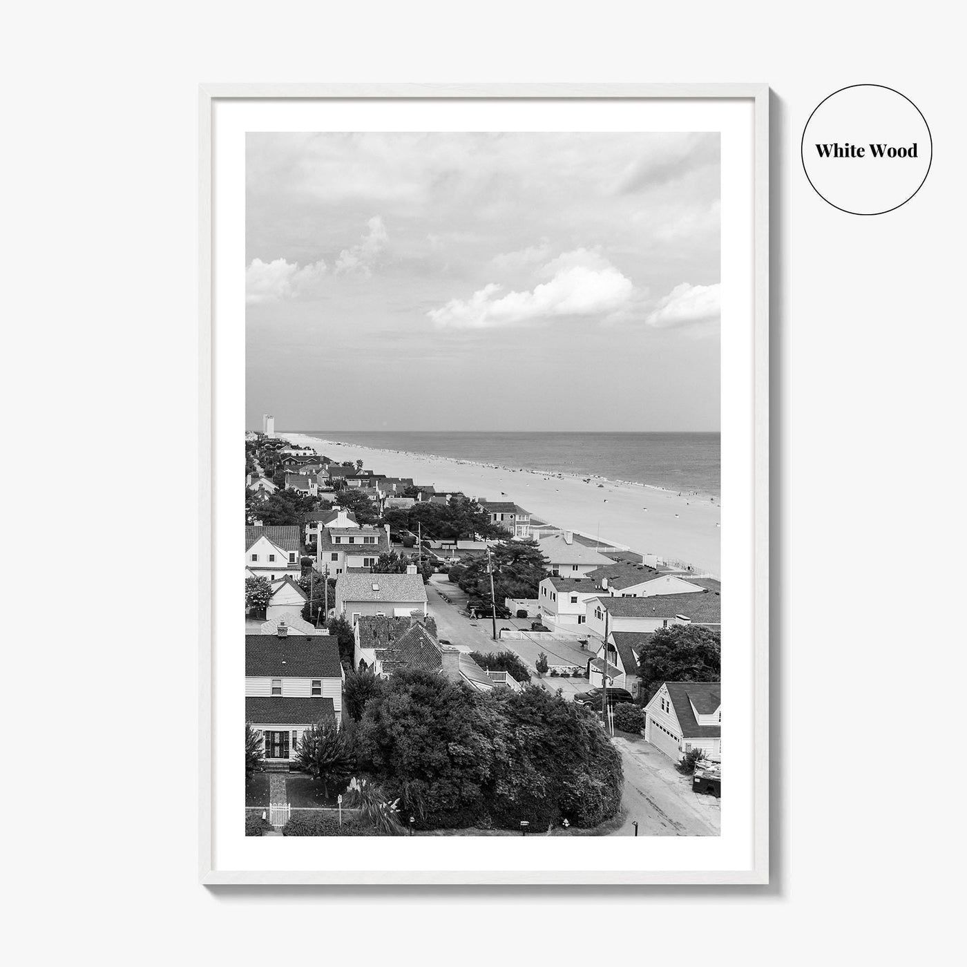 Virginia Beach Black and White Fine Art Photo Print, Aerial Oceanfront Poster, USA