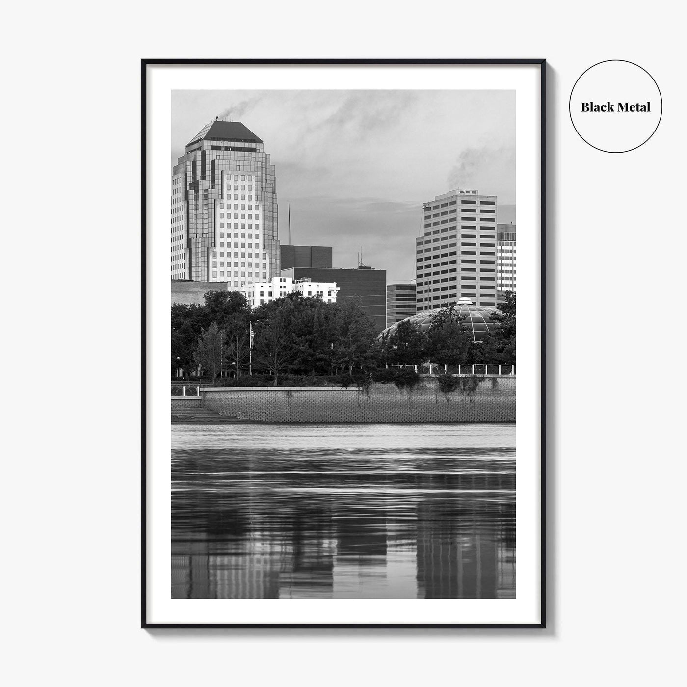 Shreveport Skyline Black and White Fine Art Photo Print, Red River Louisiana Poster