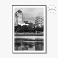 Shreveport Skyline Black and White Fine Art Photo Print, Red River Louisiana Poster