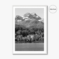 St Moritz Black and White Fine Art Photo Print, Engadin Valley Switzerland Poster