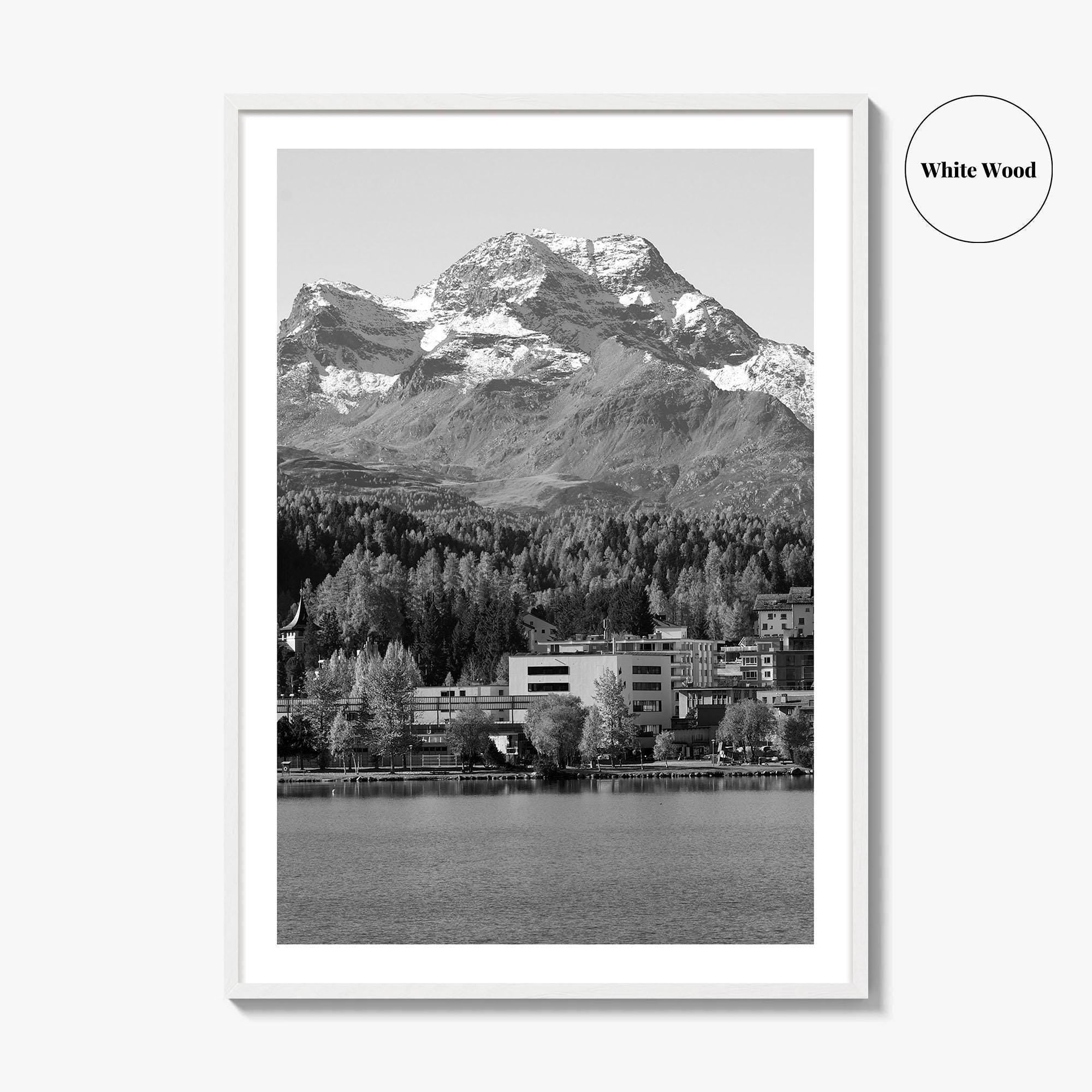 St Moritz Black and White Fine Art Photo Print, Engadin Valley Switzerland Poster