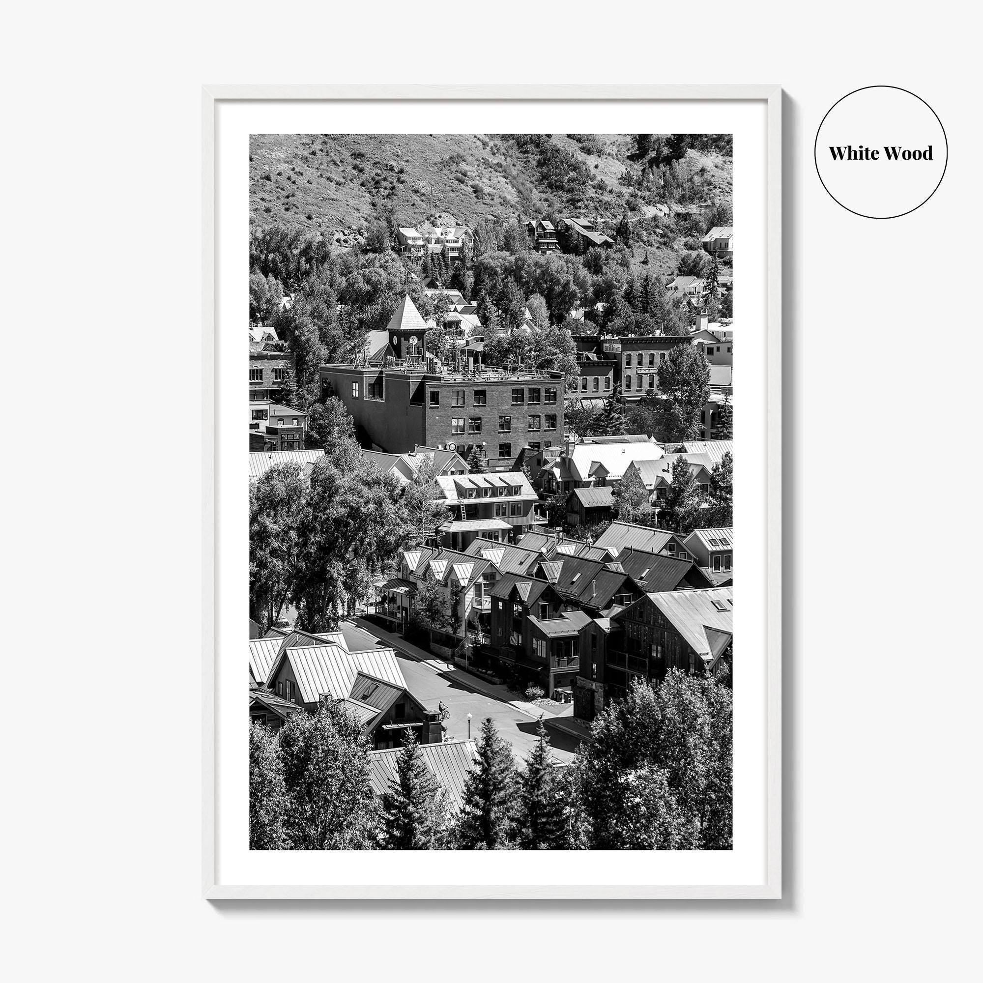 Telluride Black and White Fine Art Photo Print, Colorado Mountain Village Poster