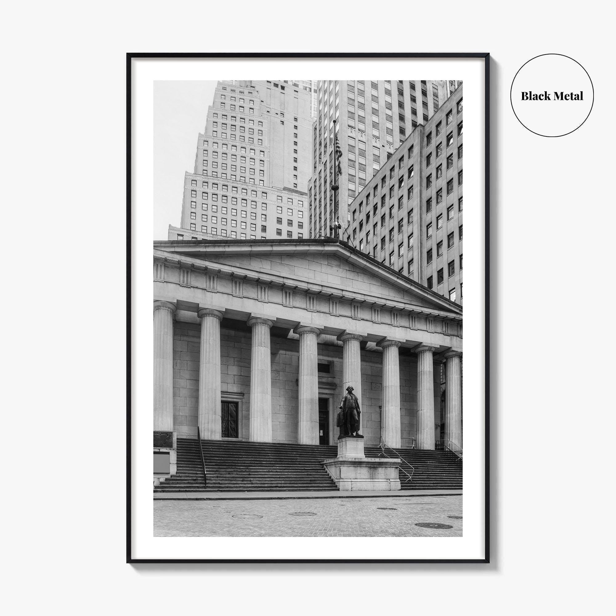 Wall Street Black and White Fine Art Photo Print, Federal Hall National Memorial, NYC