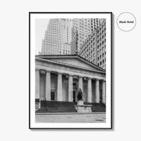 Wall Street Black and White Fine Art Photo Print, Federal Hall National Memorial, NYC