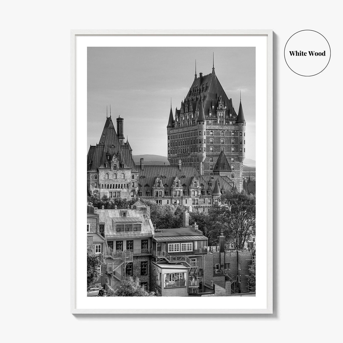 Quebec City Black and White Fine Art Photo Print, Chateau Frontenac Canada Poster