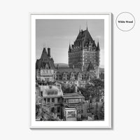 Quebec City Black and White Fine Art Photo Print, Chateau Frontenac Canada Poster