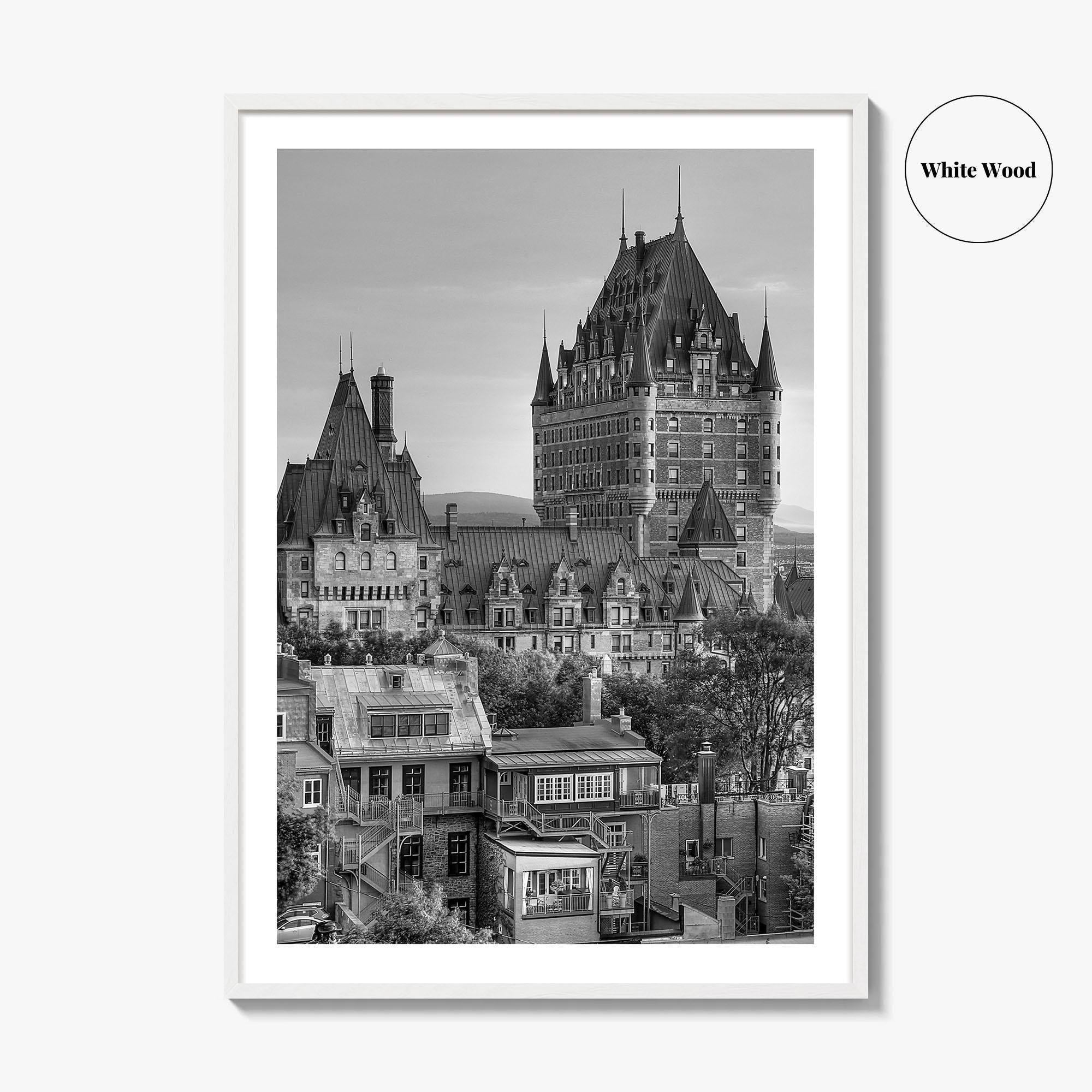 Quebec City Black and White Fine Art Photo Print, Chateau Frontenac Canada Poster