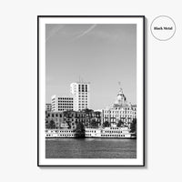 Savannah Skyline Black and White Fine Art Photo Print, Georgia USA, Wall Decor