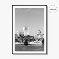 Savannah Skyline Black and White Fine Art Photo Print, Georgia USA, Wall Decor
