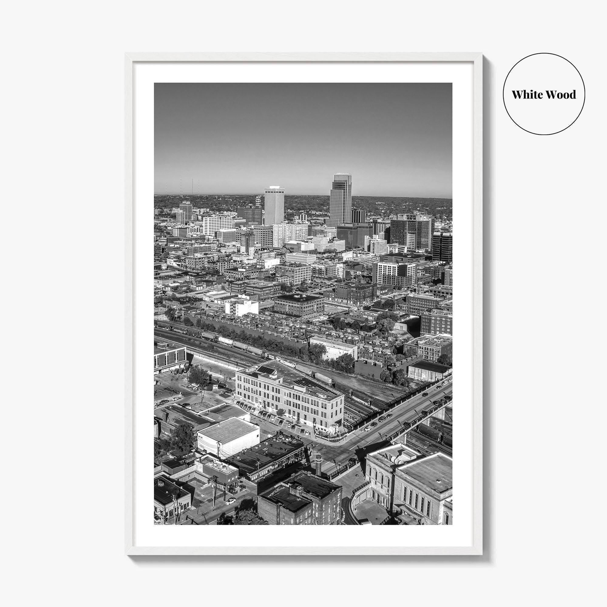 Omaha Skyline Black and White Fine Art Photo Print, Nebraska Downtown, USA Poster