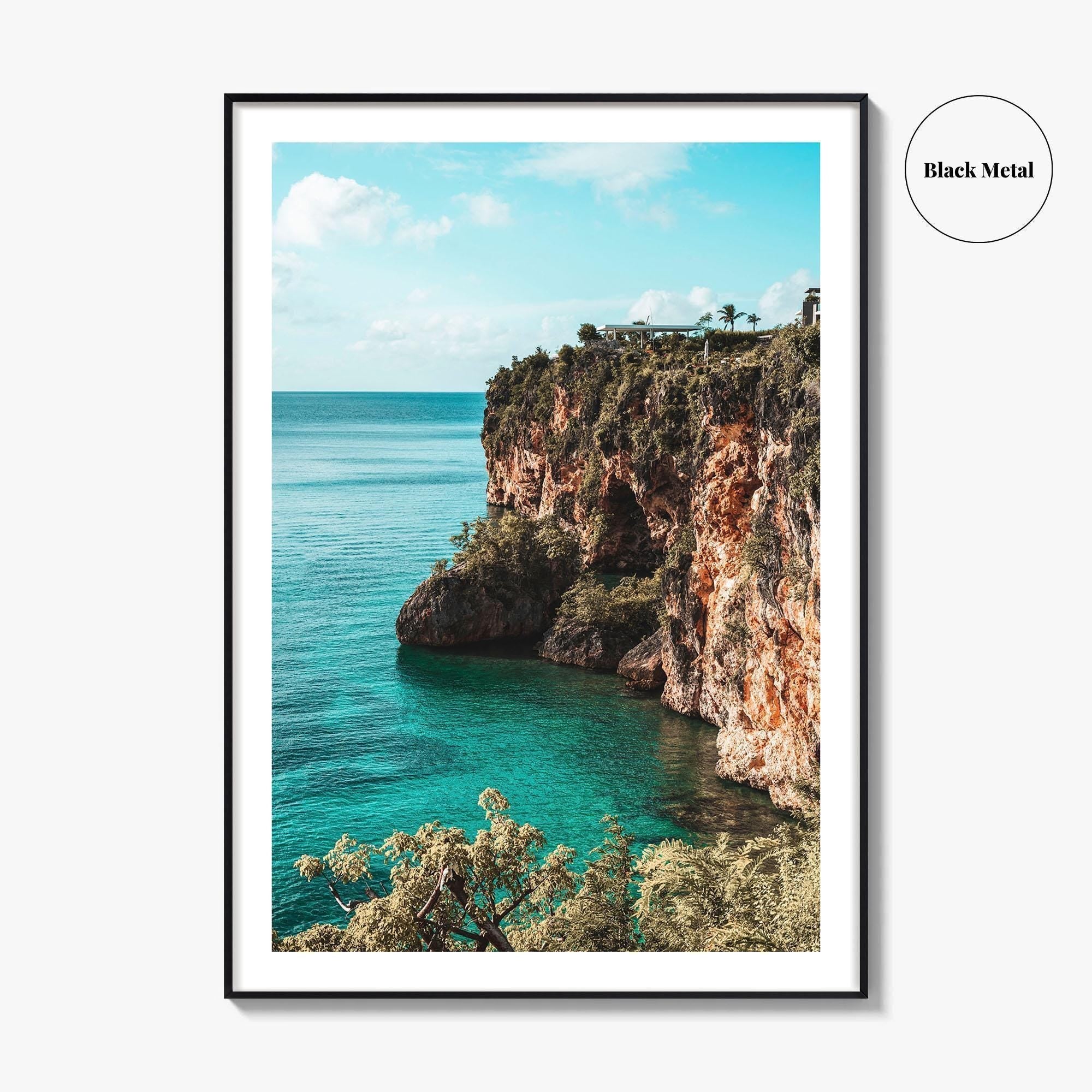 Anguilla Fine Art Photo Print, Caribbean Tropical Coastline Wall Decor Poster, Ocean Cliffs