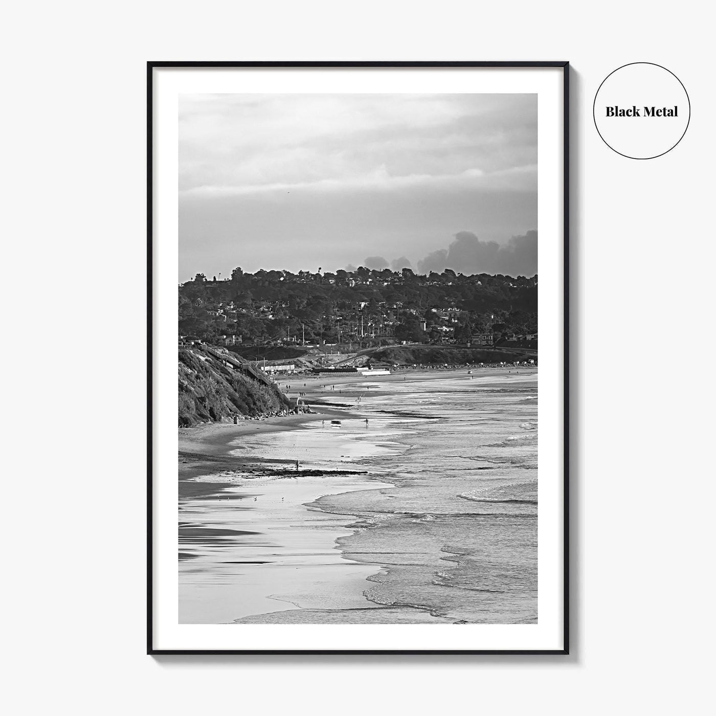 Solana Beach Black and White Fine Art Photo Print, San Diego California Poster