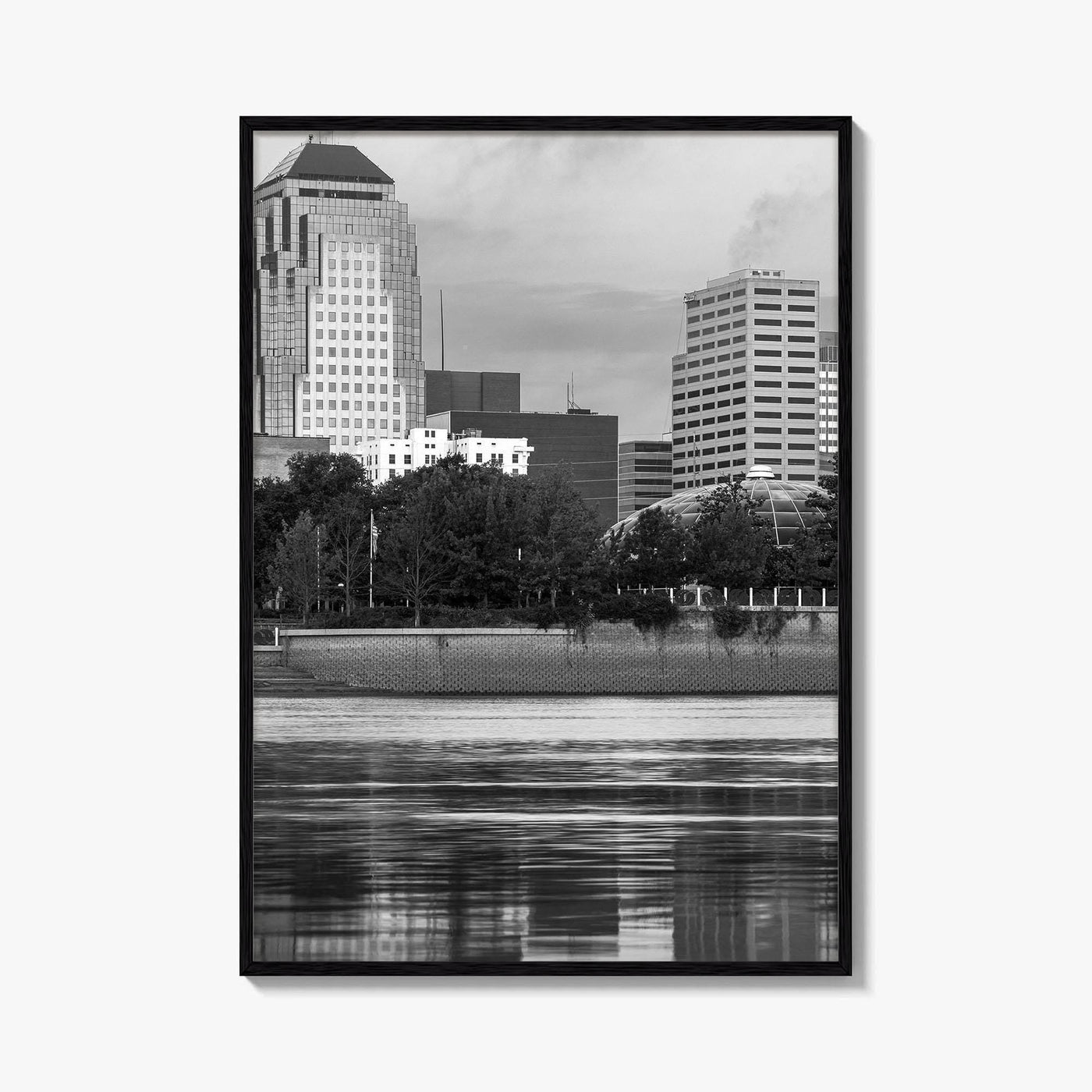 Shreveport Skyline Black and White Fine Art Photo Print, Red River Louisiana Poster