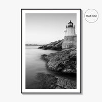 Newport Black and White Fine Art Photo Print, Castle Hill Lighthouse Rhode Island Poster