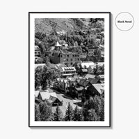 Telluride Black and White Fine Art Photo Print, Colorado Mountain Village Poster