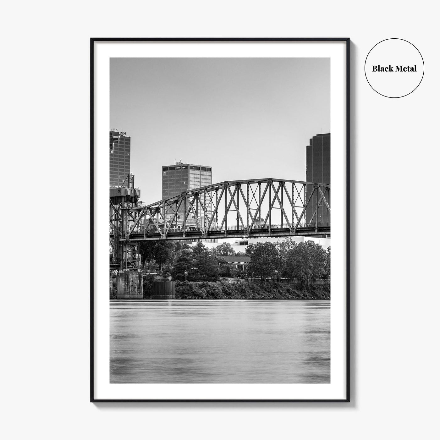 Little Rock Skyline Black and White Fine Art Photo Print, Arkansas Wall Poster, USA