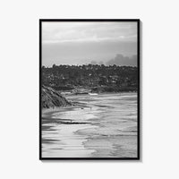 Solana Beach Black and White Fine Art Photo Print, San Diego California Poster