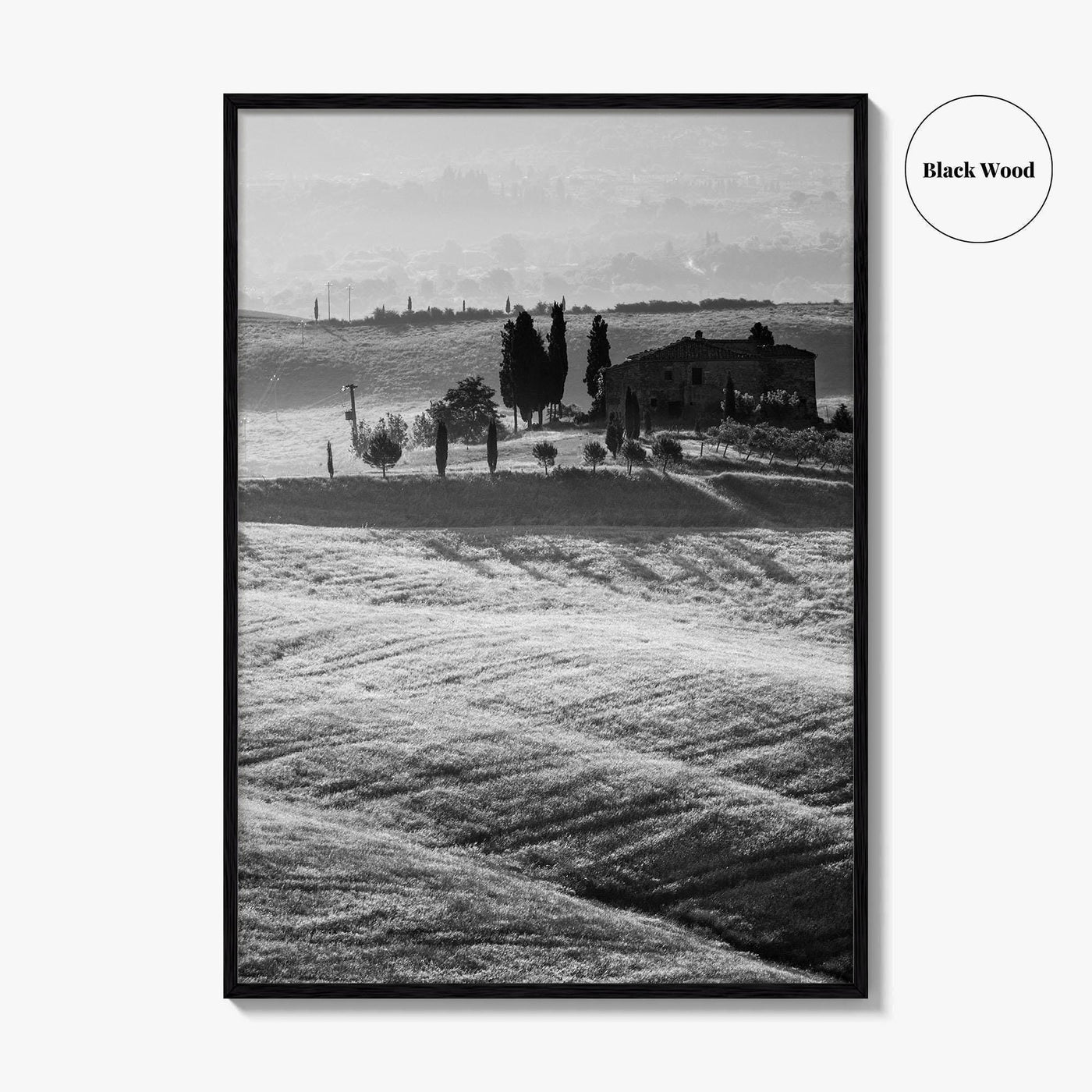 Tuscany Black and White Fine Art Photo Print, Italy Landscape Wall Decor Poster