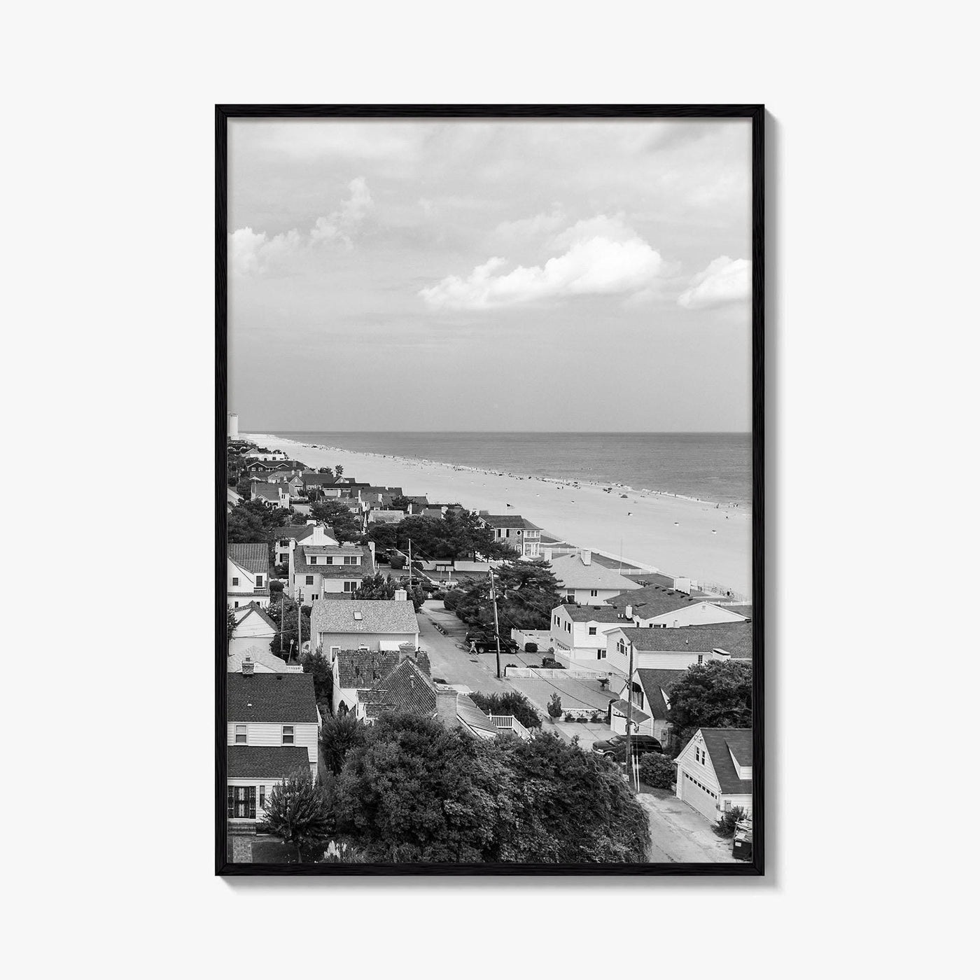 Virginia Beach Black and White Fine Art Photo Print, Aerial Oceanfront Poster, USA