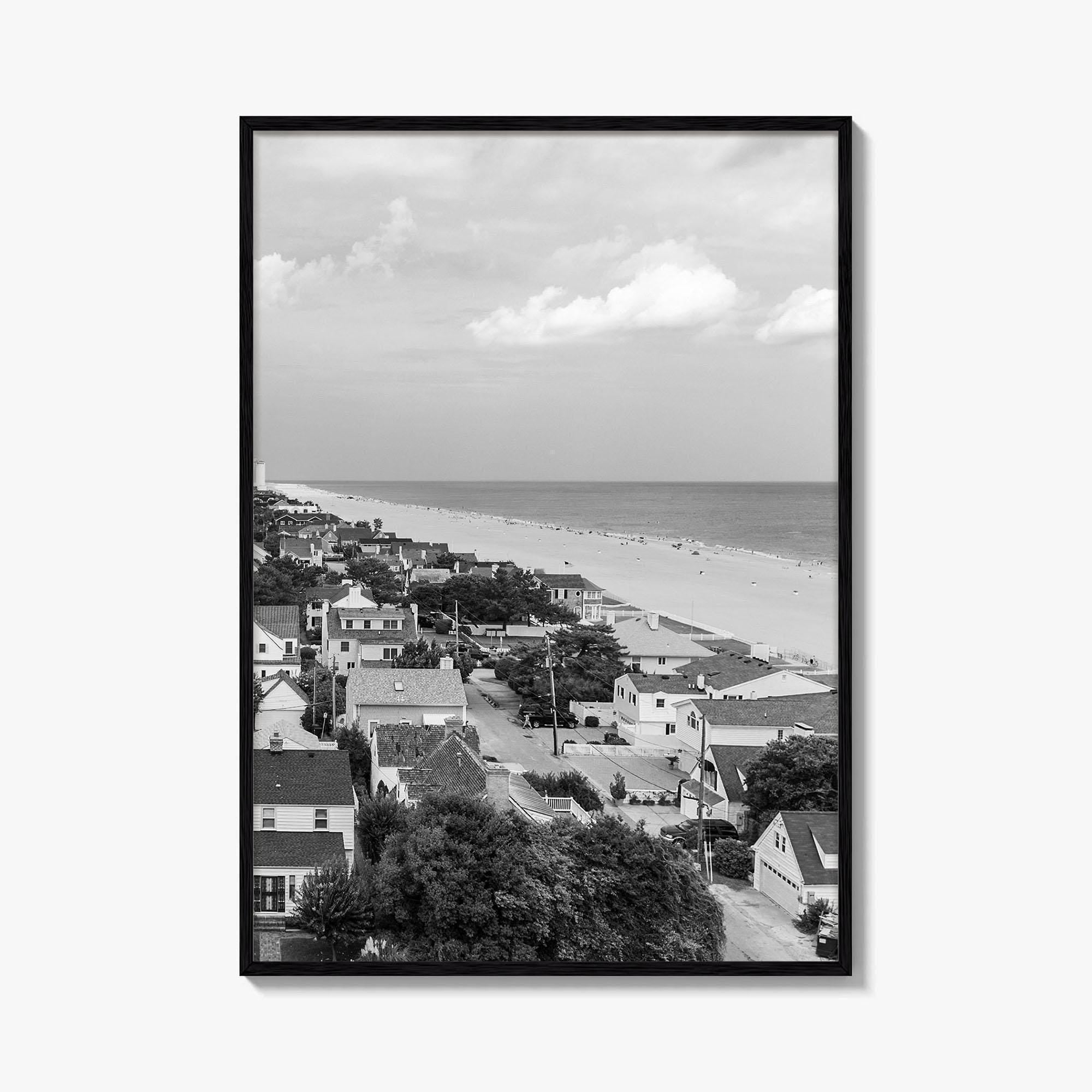 Virginia Beach Black and White Fine Art Photo Print, Aerial Oceanfront Poster, USA