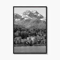 St Moritz Black and White Fine Art Photo Print, Engadin Valley Switzerland Poster