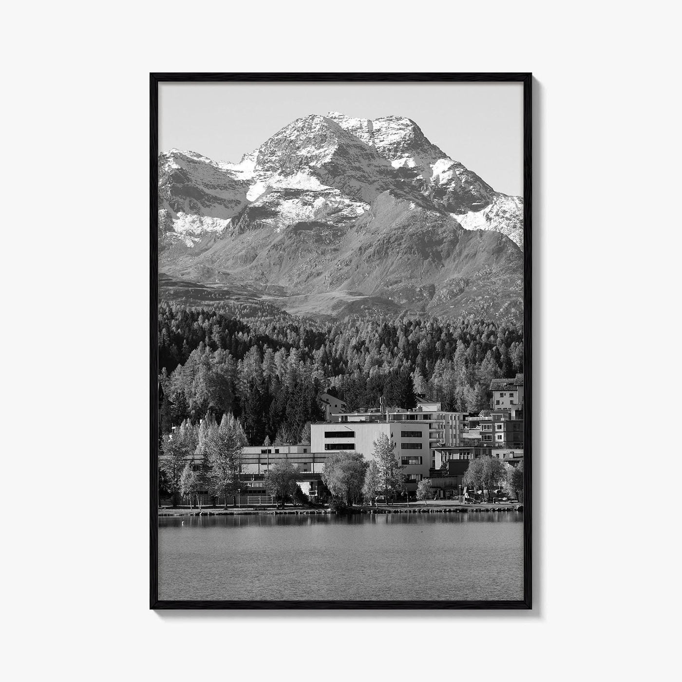 St Moritz Black and White Fine Art Photo Print, Engadin Valley Switzerland Poster