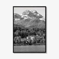 St Moritz Black and White Fine Art Photo Print, Engadin Valley Switzerland Poster