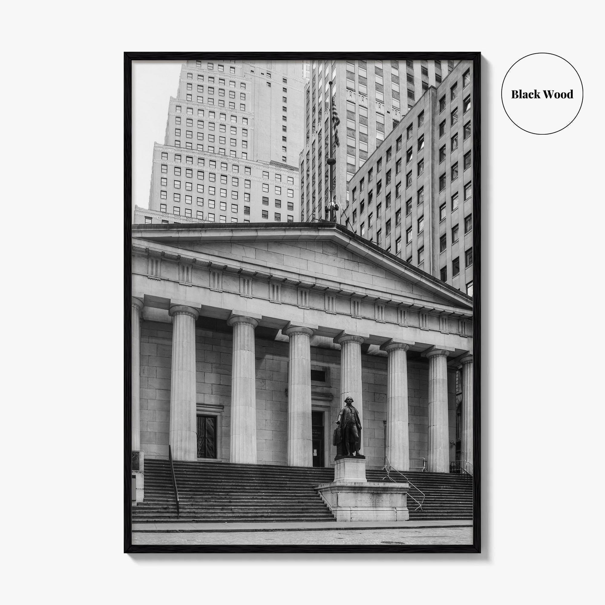Wall Street Black and White Fine Art Photo Print, Federal Hall National Memorial, NYC