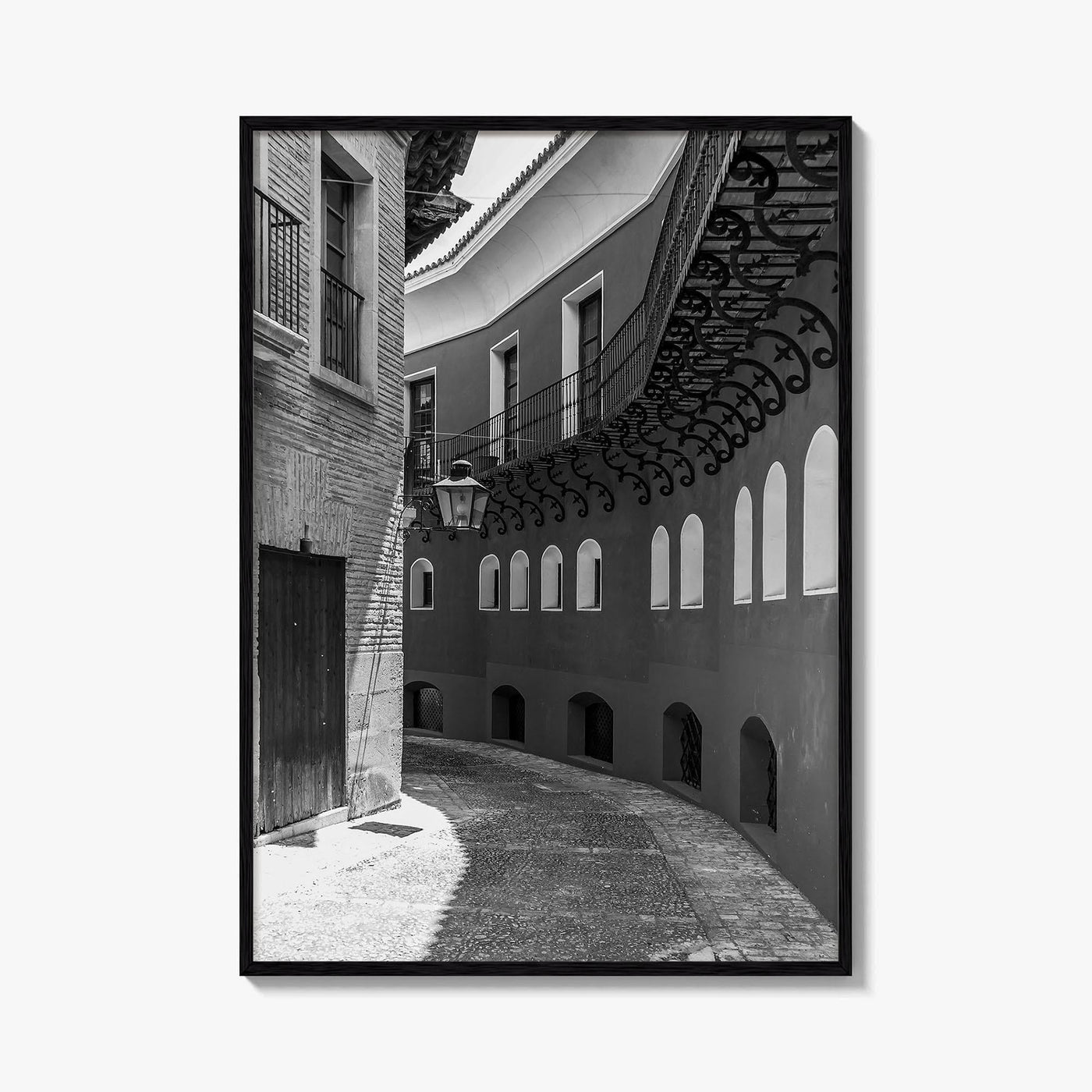 Toledo Black and White Fine Art Photo Print, Old Town Street, Spain Poster