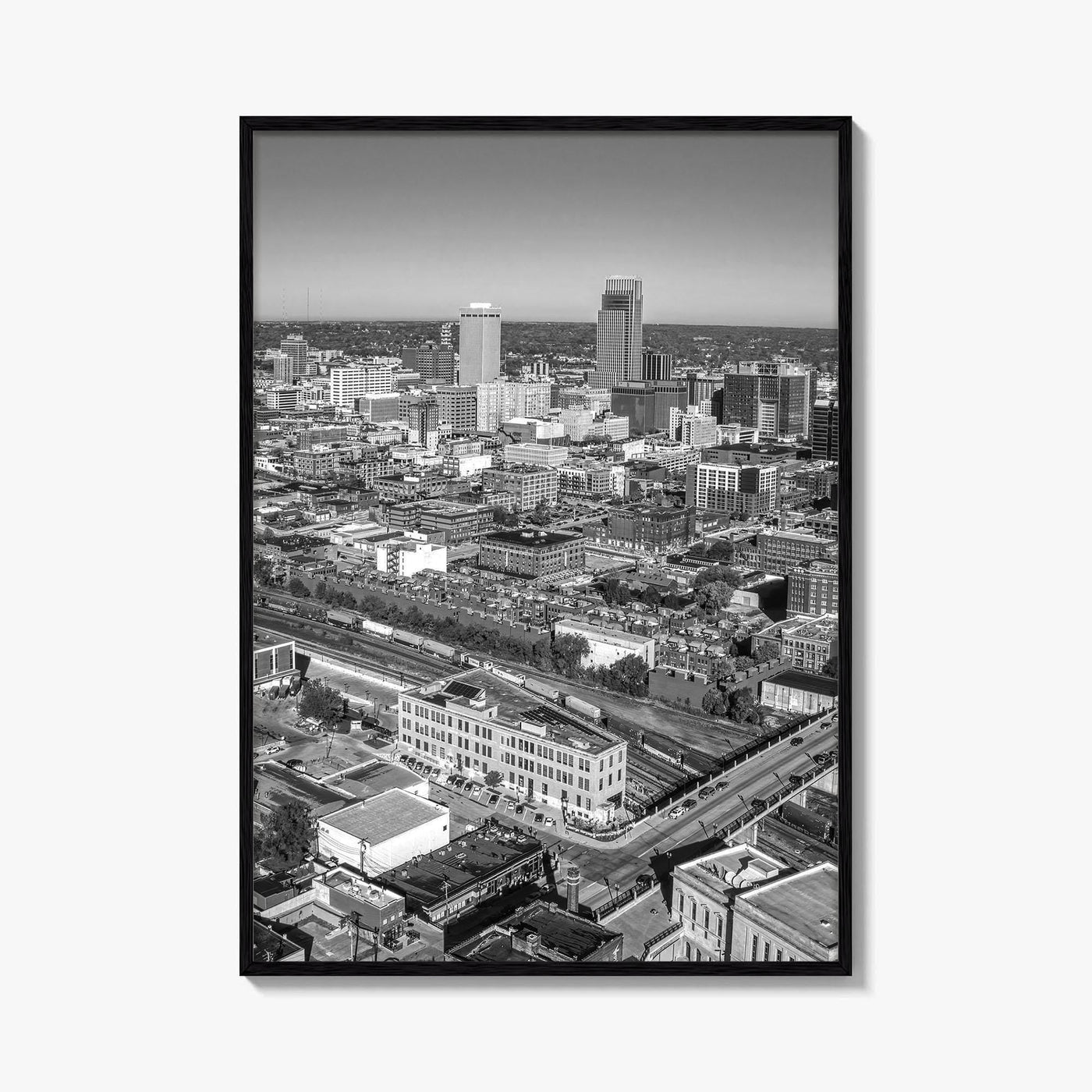 Omaha Skyline Black and White Fine Art Photo Print, Nebraska Downtown, USA Poster