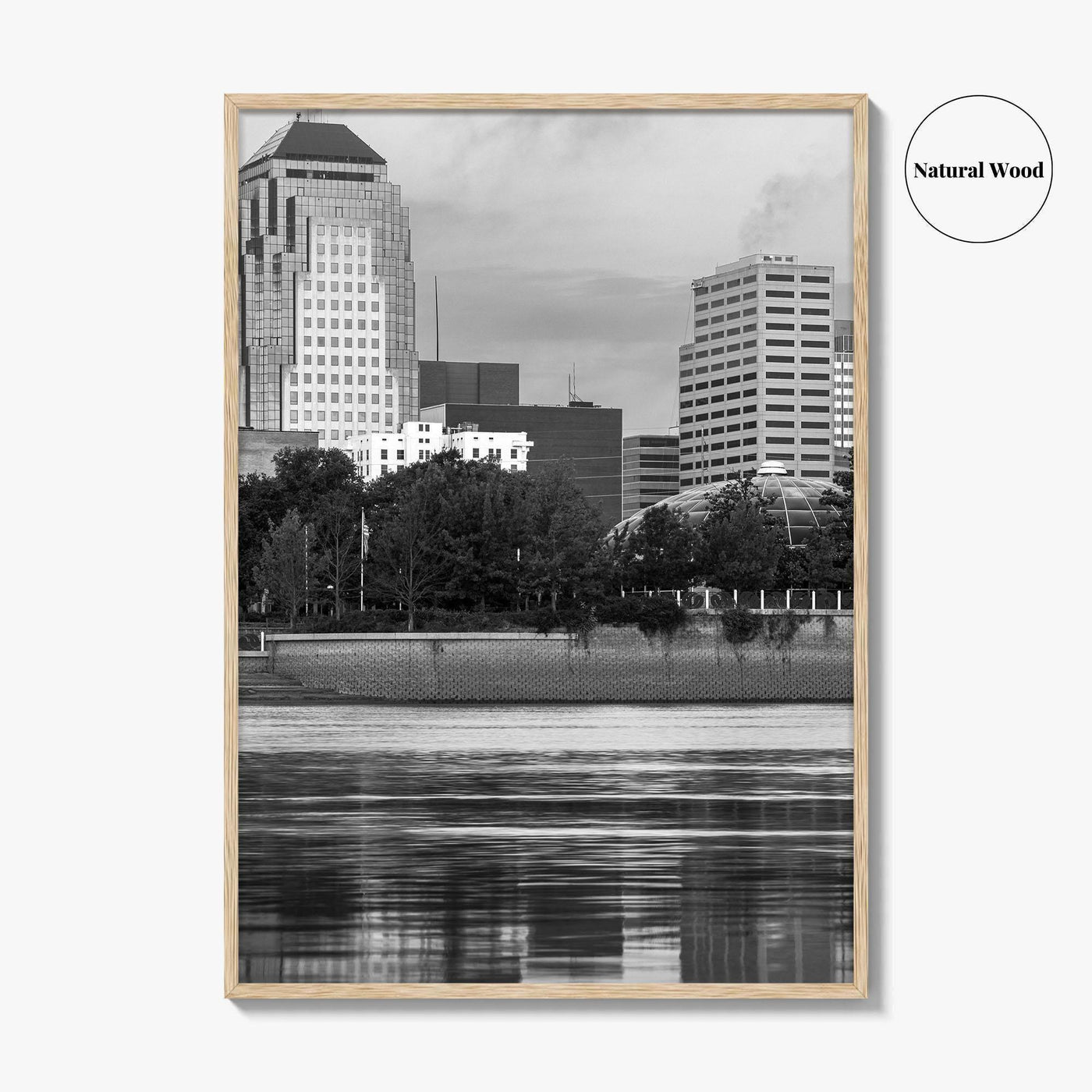 Shreveport Skyline Black and White Fine Art Photo Print, Red River Louisiana Poster