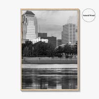 Shreveport Skyline Black and White Fine Art Photo Print, Red River Louisiana Poster