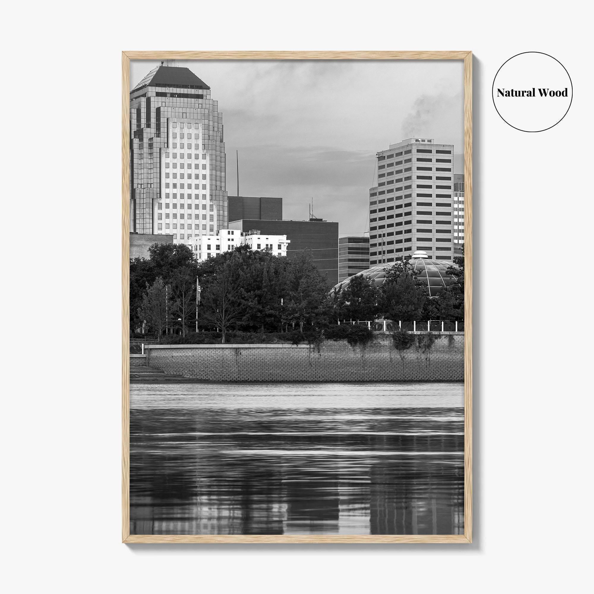 Shreveport Skyline Black and White Fine Art Photo Print, Red River Louisiana Poster