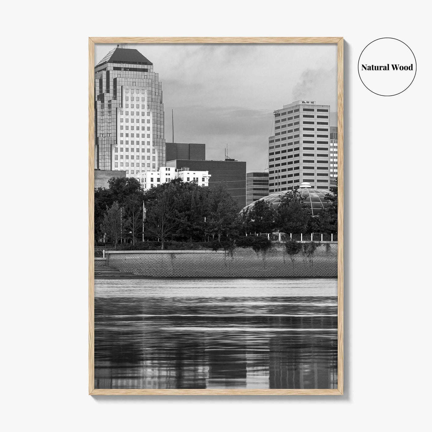Shreveport Skyline Black and White Fine Art Photo Print, Red River Louisiana Poster