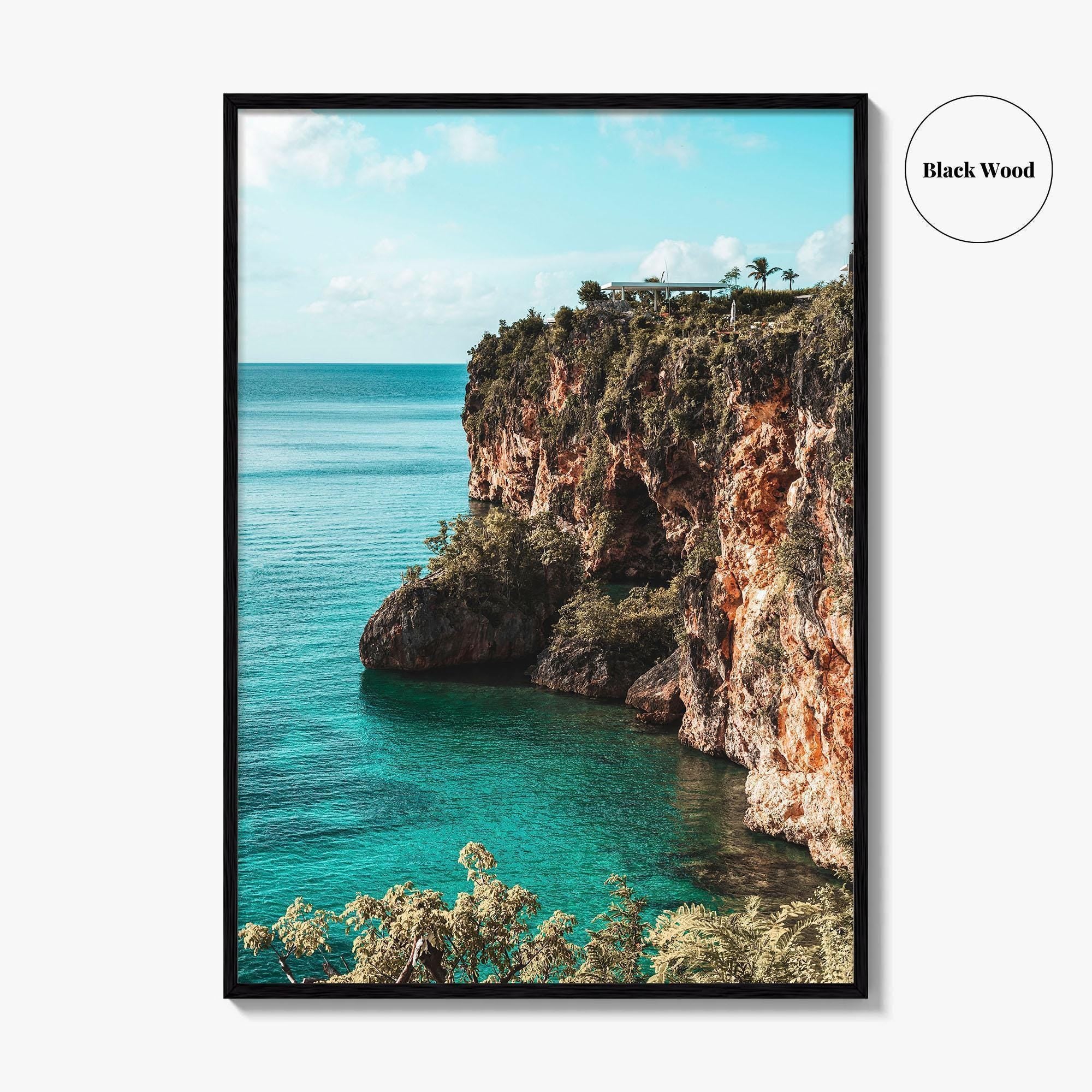 Anguilla Fine Art Photo Print, Caribbean Tropical Coastline Wall Decor Poster, Ocean Cliffs
