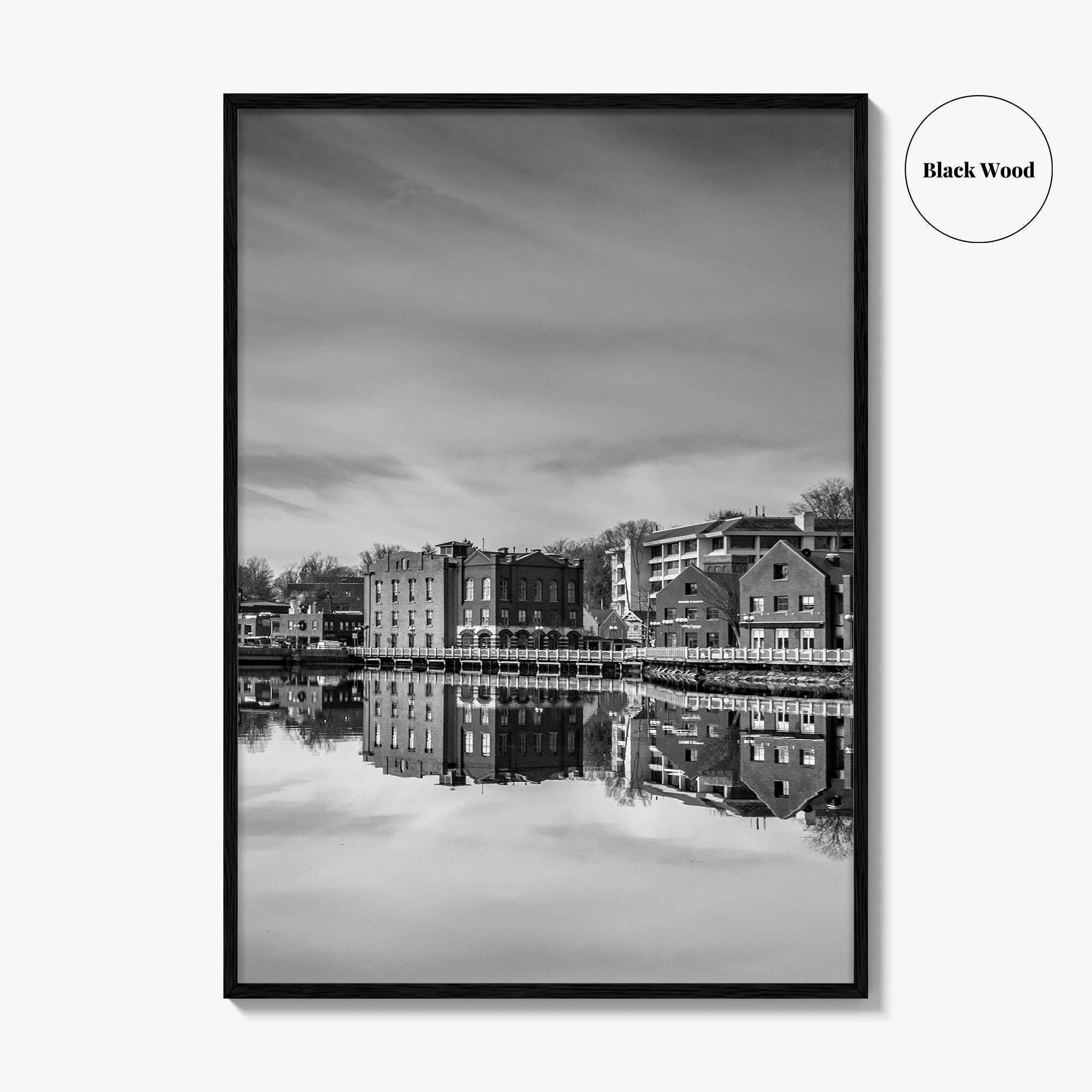Westport Connecticut Black and White Fine Art Photo Print, Downtown Wall Poster, USA