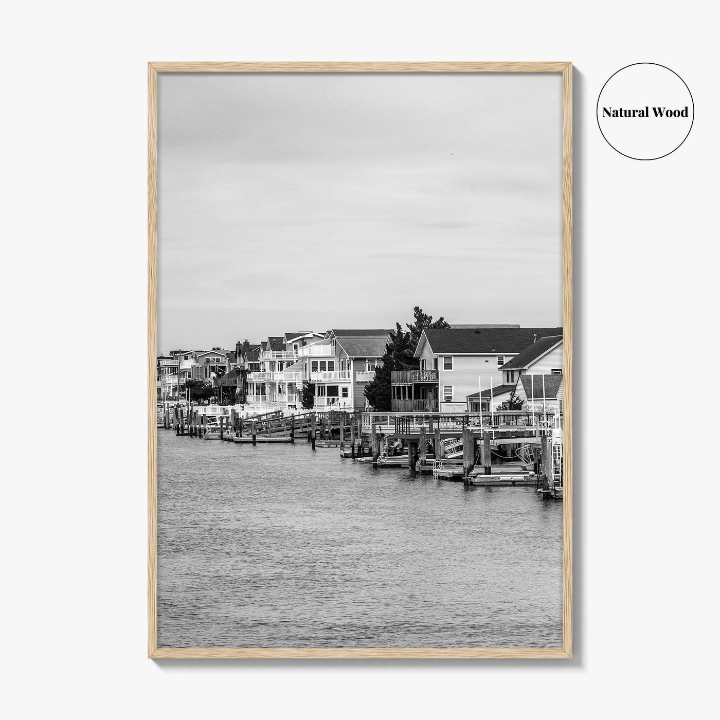 Avalon Black and White Fine Art Photo Print, Waterfront Homes, New Jersey Poster