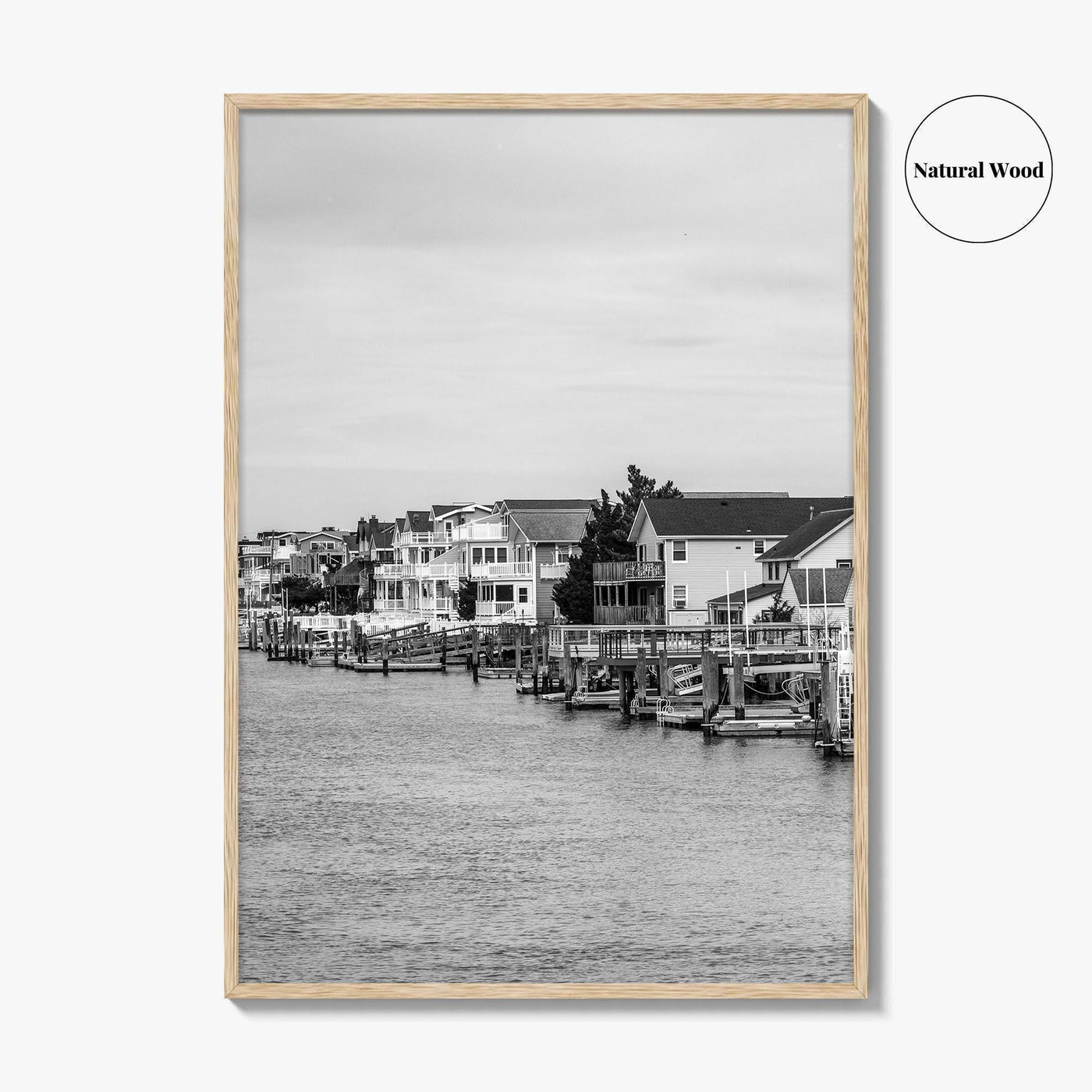 Avalon Black and White Fine Art Photo Print, Waterfront Homes, New Jersey Poster