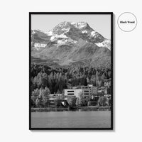 St Moritz Black and White Fine Art Photo Print, Engadin Valley Switzerland Poster