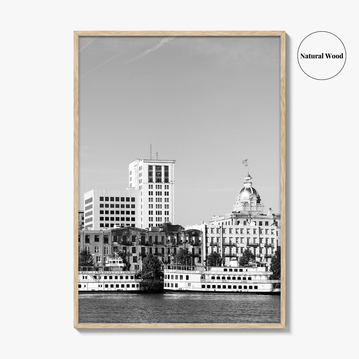 Savannah Skyline Black and White Fine Art Photo Print, Georgia USA, Wall Decor