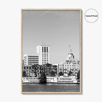 Savannah Skyline Black and White Fine Art Photo Print, Georgia USA, Wall Decor